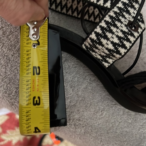 Zara Block Heel Sandals Black & White Lace Up Size Size 6.5 - Picture 14 of 16